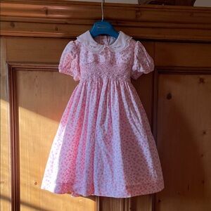 Pink Floral Smocked Dress